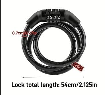 velo kilid: Dörd rəqəmli şifrəli polad kabel kilidi - Ümumi uzunluq: 54 sm (2.125 — 1