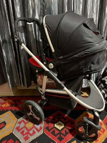 mutsy igo universal arabalar: Uşaq arabası – çoxfunksiyalı, qara-rəngli şassi və qırmızı içliklə — 3