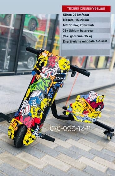 Oyuncaqlar: Drift car🛵 Yeni 🆕️ Sürət: 25km/saat ⚡ Məsafə:15-20 km 🛣 Motor: 36V