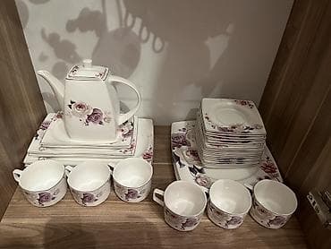 Çay dəsti, rəng - Ağ, Farfor