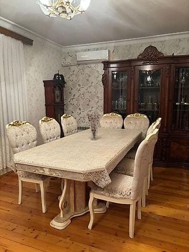 ucuz masalar: Qonaq otağı üçün, Yeni, Açılmayan, Dördbucaq masa, 8 stul — 2