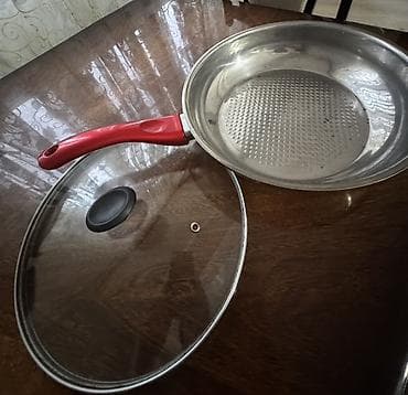 ət baltası: Tava, rəng - Qırmızı, Paslanmayan polad, 30 sm — 3