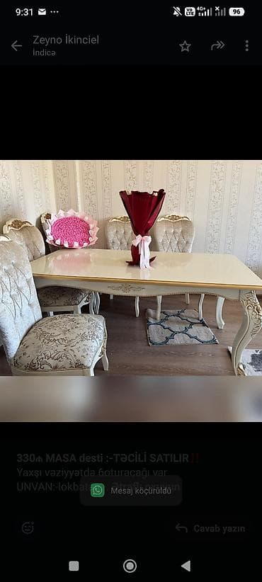*330₼ MASA desti :-TƏCİLİ SATILIR‼️* Yaxşı vəziyyətdə 6oturacağı var — 1