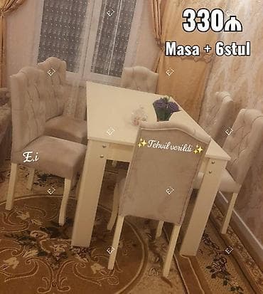 Qonaq otağı üçün, Yeni, Açılmayan, Dördbucaq masa, 6 stul lalafo.az -da Qonaq otağı üçün, Yeni, Açılmayan, Dördbucaq masa, 6 stul