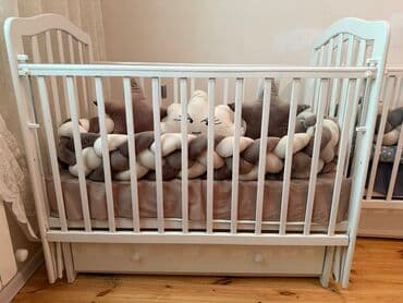 Lincoln: Для девочки и мальчика, Четырехугольная, Колыбель, С бортиками, С матрасом, Без механизма качания — 1