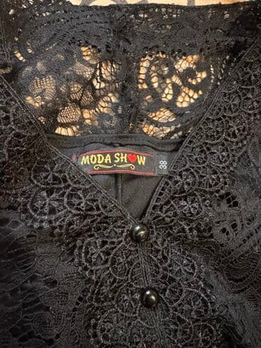 raketa saat qiymeti: Qara krujeva maxi paltar - Model: Uzun, A-kəsimli siluet - Parça: Tam — 5