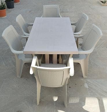 plastik taburetka: İşlənmiş, Dördbucaq masa, 6 stul, Açılmayan, Stullar ilə, Plastik — 2