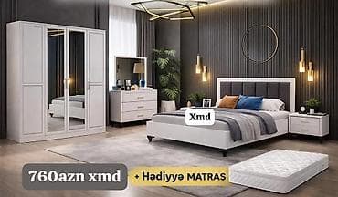matras uzluyu: Yataq otağı dəsti - Rəng: ağ və tünd boz kombin - Komplekt: - 4 — 1