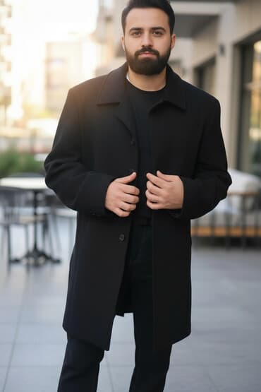 klassik kişi cemperləri: Kişi üçün klassik qara palto cəmi iki dəfə geyinilib yenidir - Rəng — 1