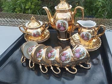 qab qurudan: Qəhvə dəsti, rəng - Qızılı, Farfor, 6 nəfərlik — 2