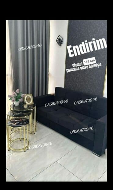 Sifarişlə ofis mebeli: Divan, Qonaq otağı üçün, Vеlur parça, Bazalı, Açılan — 5