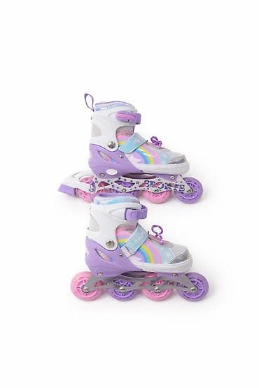 Uşaq üçün inline təkərli konkis (roller). Rəng: bənövşəyi-ağ, pastel