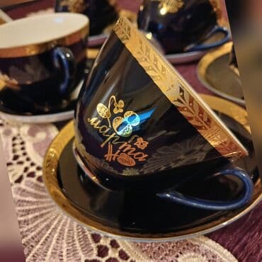 чайный сервиз барановка ссср: Çay dəsti, rəng - Göy, Farfor, 6 nəfərlik, SSRİ — 2