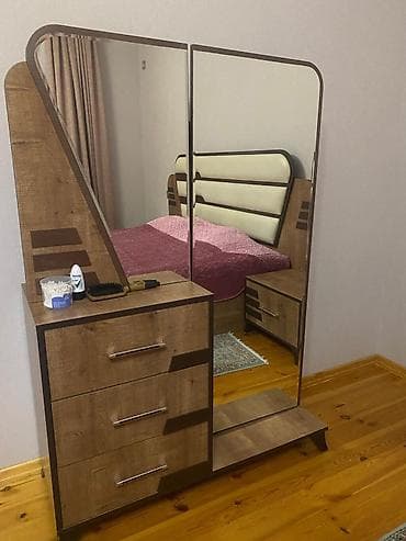 şkaf dolab: İkinəfərlik çarpayı, Dolab, 2 tumba, Azərbaycan, İşlənmiş — 2