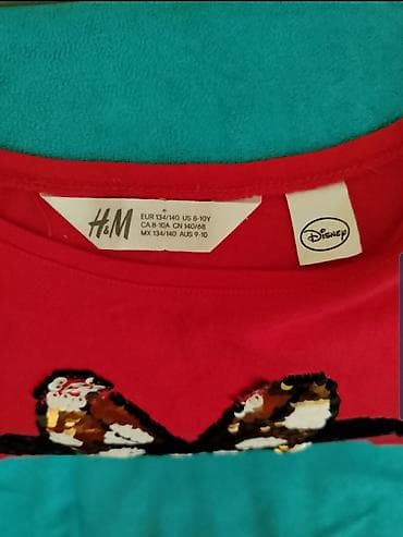 Qırmızı uzun qol Mini mouse şəkli ilə köynək. H&M brendi. Işlənmiş — 2