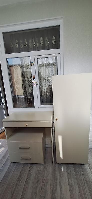 saplar: Kompakt mətbəx/məişət üçün modul mebel dəsti. - Rəng: krem (bej — 2