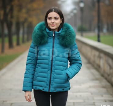женские кожаные косухи: Qadın qış gödəkçəsi - Rəng: firuzə/mavi-yaşıl ton - Model: qısa — 1