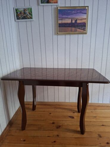 столы для кухни: Гостиный стол, Б/у, Нераскладной, Дерево, Прямоугольный стол — 3