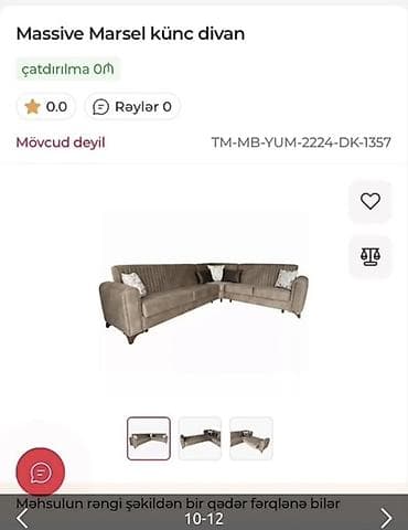 sandiq aliram: Künc divan, Yeni, Açılan, Bazalı, Nabuk, Çatdırılma yoxdur — 9
