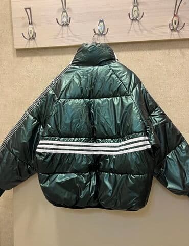 kişilər üçün demisezon steqan gödəkçələr: Qışlıq şişmə kurtka Kurtka tünd yaşıl rəngdədir. Parlaq səthi var — 2