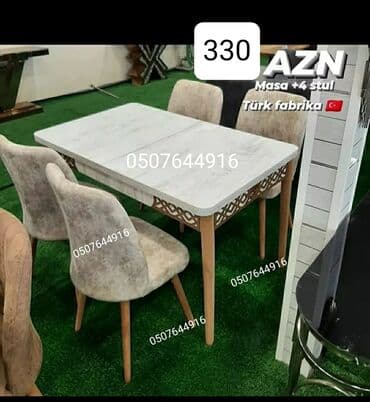 Fizika: Mətbəx üçün, Yeni, Açılan, Dördbucaq masa, 4 stul — 3