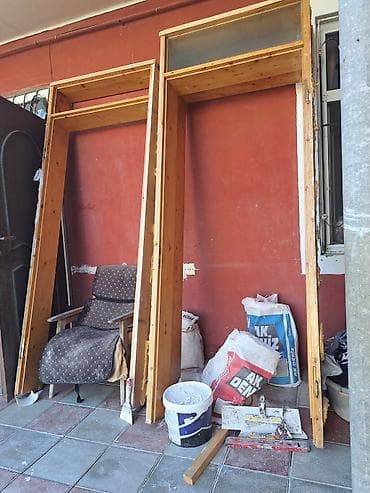 qapi setkalari: Taxta giriş qapısı dəsti - Material: təbii ağac (şam ağacına bənzər — 1