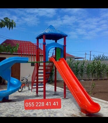 детская водная горка: Uşaq oyun parkı.uşaq sürüşkəni.sürüşkənlər.yellənçək — 2
