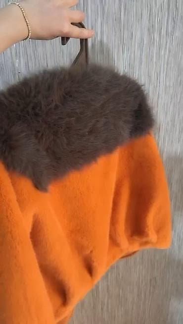 aşbaz geyimi: Narıncı rəngli qısa xəz jaket - Parlaq narıncı ton, yumşaq xəz — 2