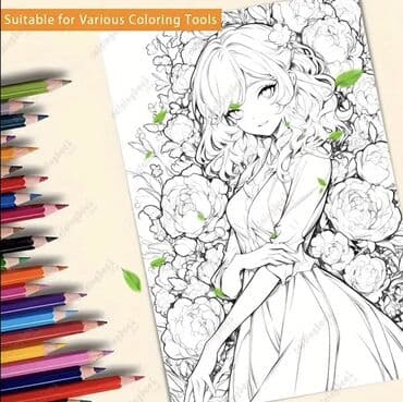 iş dəftəri: Anime Coloring Book – 22 səhifə - Mövzu: anime tərzində detallı — 3