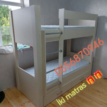 iki mertebe kiravat: Oğlan və qız üçün, Yeni, Çarpayı, Matras ilə, Siyirməli, Laminat — 6