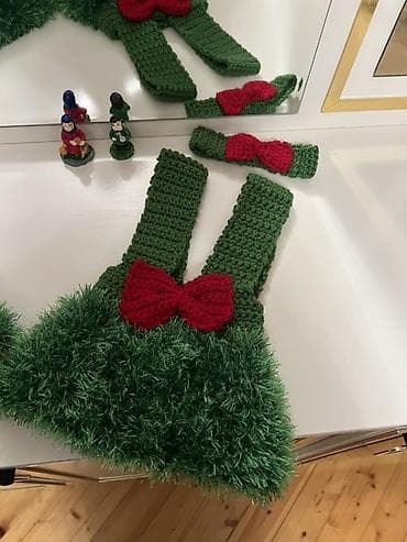 en ucuz forma: Uşaq üçün əl işi geyim dəsti - Rəng: Yaşıl və qırmızı. - Material: Əl — 2