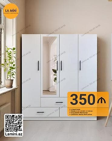 hamam dolapları: - 4 qapılı paltar dolabı - Ölçülər: dərinlik 47 sm × hündürlük 200 sm — 1