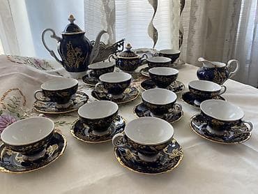 farfor heykelcik: Çay dəsti, rəng - Göy, Farfor, Almaniya — 1
