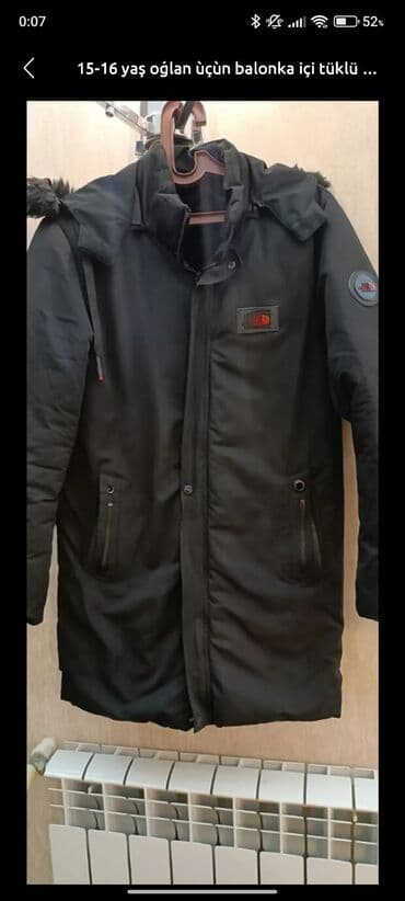 15-16 yaş oģlan ùçùn balonka içi tüklü kapişonlu. Uzunluq 82. qolu 63
