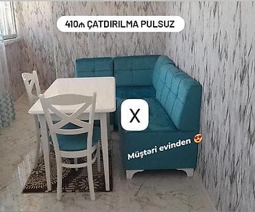 Mətbəx künc dəsti - Komplekt: L formalı künc divan, 2 ədəd stul — 1