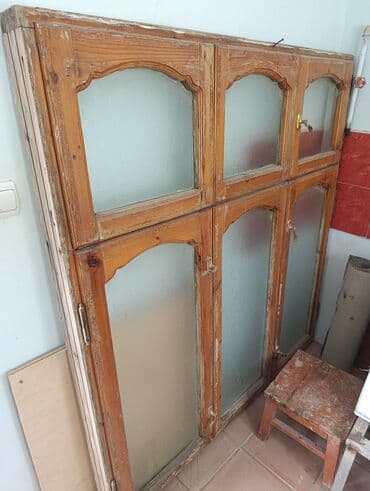 İşlənmiş Üçlü Taxta pəncərə, Еni: 150 sm, Uzunluğu: 160 sm