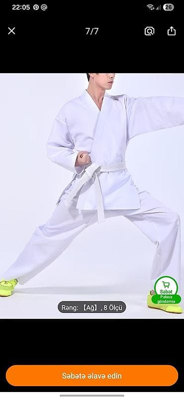 kickboxing: Ağ rəngli karate/kempo/kickboks üçün geyim dəsti - Komplekt: üst — 1