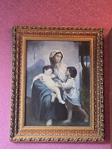 Yağlı boya tablo Kompozisiya: Ana fiquru qucağında körpə ilə