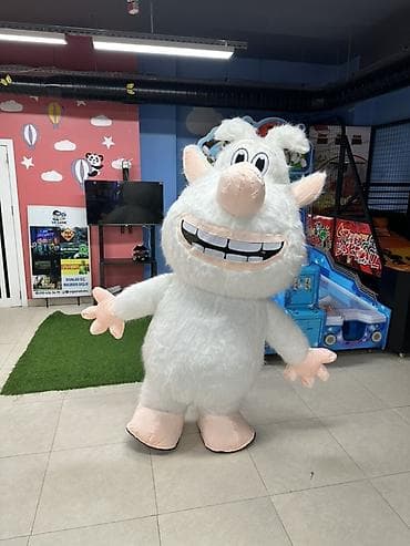 Bitkilər üçün dibçəklər: Ağ, tüklü “ BUBA qəhrəman” maskot kostyumu 2 metr - Tam bədənlik — 4