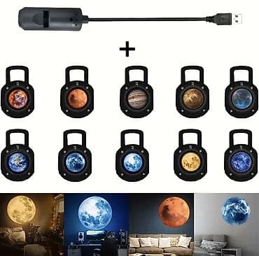 Декор и интерьер: Otağınızda Kosmos Səyahəti! 🌌 10 Fərqli Planetli USB Proyektor Lampa 🌙 — 1