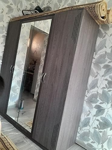 dolablar 2ci əl: 4 qapılı, Güzgülü, Boz, Digər material, Açılan, Düz dolab — 3