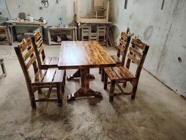 дачный набор стол и стулья: Dördbucaq masa, Stullar ilə, 4 nəfər, Açılmayan — 5