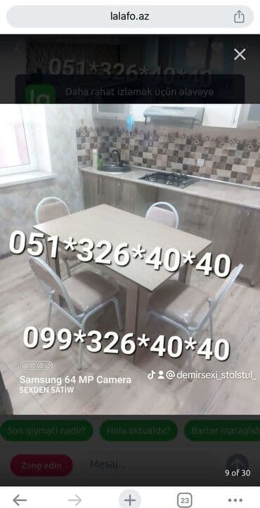 stol stul işlenmiş: Yeni, Sadə stul, Metal, Azərbaycan — 11