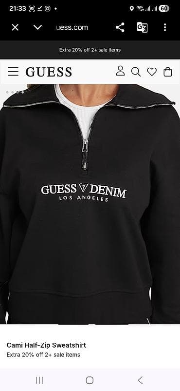 GUESS Cami Half‑Zip Sweatshirt - Rəng: qara -ust M alt S razmer