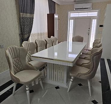 qələm seti: Qonaq otağı üçün, Dördbucaq masa, 8 stul — 2