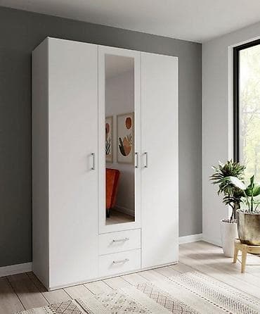 shkaf mebel: 2 qapılı, Güzgülü, Ağ, Digər material, Açılan, Düz dolab — 1