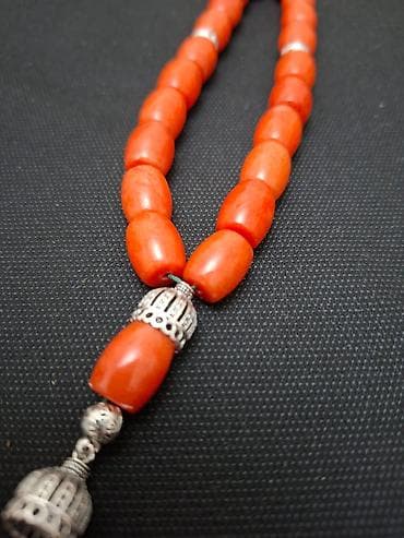 bujuteriya: Mərcan təsbeh - Material: təbii mərcan daşından iri, oval formalı — 3