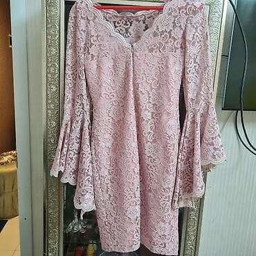 gupur donlar: Zərif qızılı-çəhrayı rəngdə krujeva don - Model: Düz kəsimli, dizə — 5