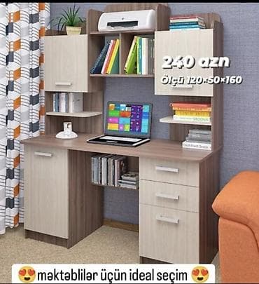 mebel aksesuari: Düz masa, Polkalı, Siyirməli, Azərbaycan, Sadə laminat, Zəmanətli, Kredit yoxdur — 1