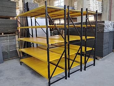 vitrin magaza: Metal anbar rəfi sistemi - Konstruksiya: Qara rəngli möhkəm metal — 4